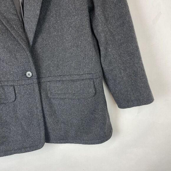 Vintage ANN TAYLOR size 12 Gray wool Cashmere one button blazer Coat relaxed fit - Picture 3 of 6